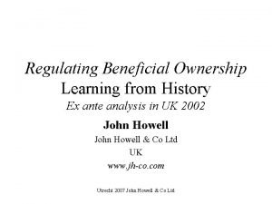 Regulating Beneficial Ownership Learning from History Ex ante