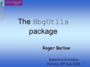 The Bbg Utils package Roger Barlow Ba Bar