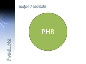 Major Products PHR Introduction An integrated value chain