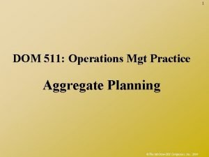 1 DOM 511 Operations Mgt Practice Aggregate Planning