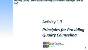 Providing Quality Contraceptive Counseling Education A Toolkit for