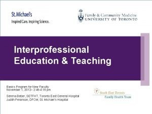 Interprofessional Education Teaching Basics Program for New Faculty