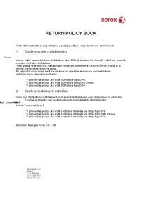 RETURN POLICY BOOK Tento dokument stanovuje podmienky a