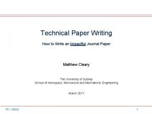 How to write a technical paper