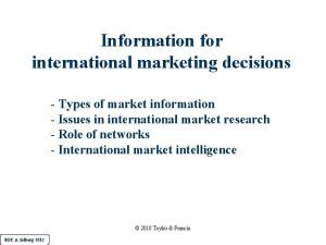 International marketing decisions