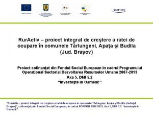 Rur Activ proiect integrat de cretere a ratei