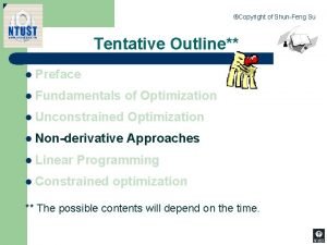 Copyright of ShunFeng Su Tentative Outline l Preface