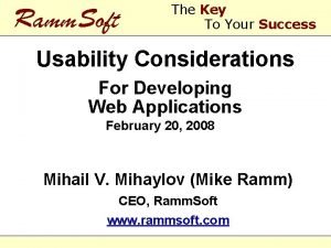 Ramm Soft The Key To Your Success Usability