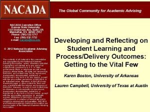 The Global Community for Academic Advising NACADA Executive