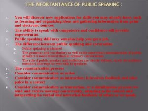 Public speaking about education