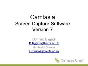 Camtasia Screen Capture Software Version 7 Dominic Bygate