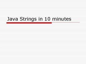 Java in 10 minutes