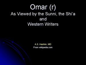 Omar r As Viewed by the Sunni the