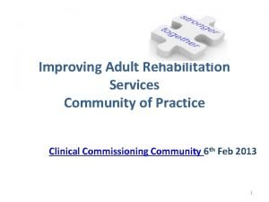 Improving Adult Rehabilitation Services Community of Practice Clinical