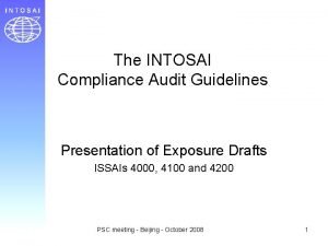 The INTOSAI Compliance Audit Guidelines Presentation of Exposure