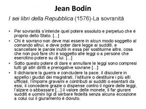 Jean Bodin I sei libri della Repubblica 1576La