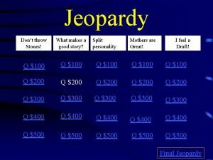 Jeopardy Dont throw Stones What makes a good