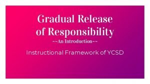 Gradual Release of Responsibility An Introduction Instructional Framework