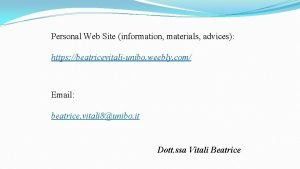 Personal Web Site information materials advices https beatricevitaliunibo