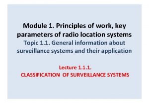 Module 1 Principles of work key parameters of