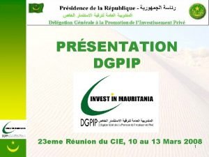 PRSENTATION DGPIP 23 eme Runion du CIE 10