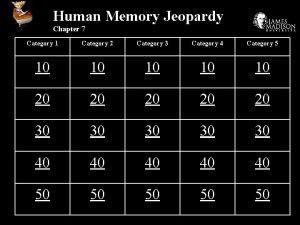 Human Memory Jeopardy Chapter 7 Category 1 Category