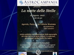 Astro Campania Le Notti delle Stelle Passeggiata tra