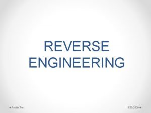 REVERSE ENGINEERING Footer Text 9252020 1 video the