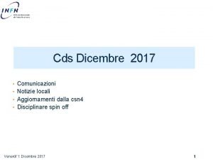 Cds Dicembre 2017 Comunicazioni Notizie locali Aggiornamenti dalla