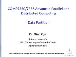 COMP 73307336 Advanced Parallel and Distributed Computing Data