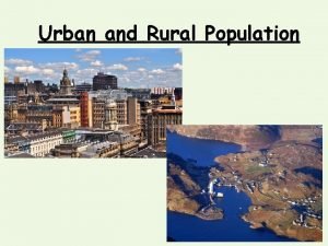 Urban and Rural Population Lesson starter We are