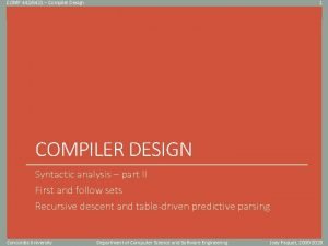 COMP 4426421 Compiler Design 1 Click to edit