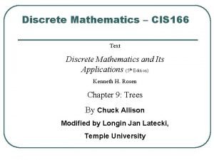 Discrete Mathematics CIS 166 Text Discrete Mathematics and Discrete Mathematics CIS 166 Text Discrete Mathematics and