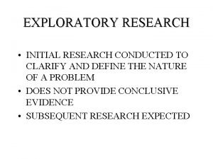 Example of exploratory research