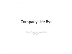 Company Life By Nathan Chacko and Krystin Hust