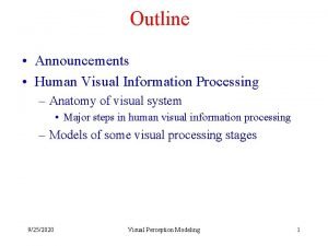 Outline Announcements Human Visual Information Processing Anatomy of