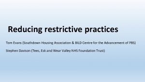 Terminology relating to restrictive practice