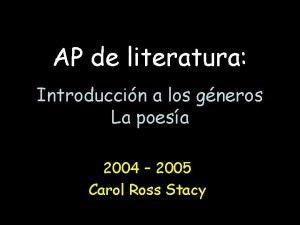 AP de literatura Introduccin a los gneros La