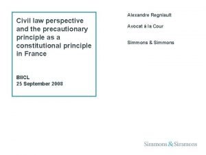 Civil law perspective and the precautionary principle as