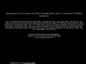Management of Concussion and Mild Traumatic Brain Injury