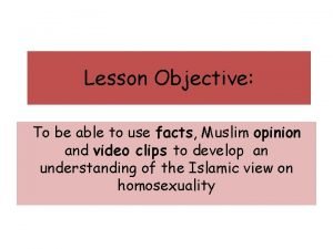 Lesson Objective To be able to use facts