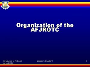 Organization of the AFJROTC Introduction to Air Force