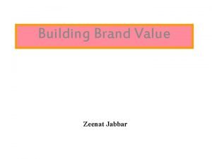 Building Brand Value Zeenat Jabbar Other Aspects of