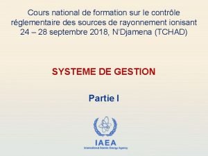 Cours national de formation sur le contrle rglementaire