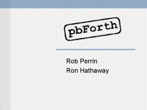 Rob Perrin Ron Hathaway Forth History n Forth