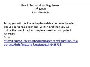 Technical writing lesson plans