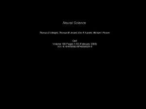 Neural Science Thomas D Albright Thomas M Jessell