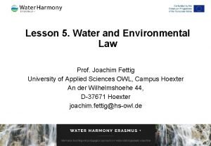 Lesson 5 Water and Environmental Law Prof Joachim