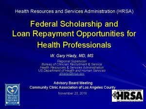 Health Resources and Services Administration HRSA Federal Scholarship
