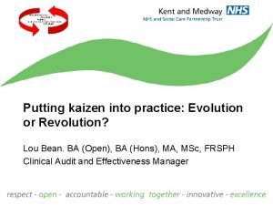 Putting kaizen into practice Evolution or Revolution Lou